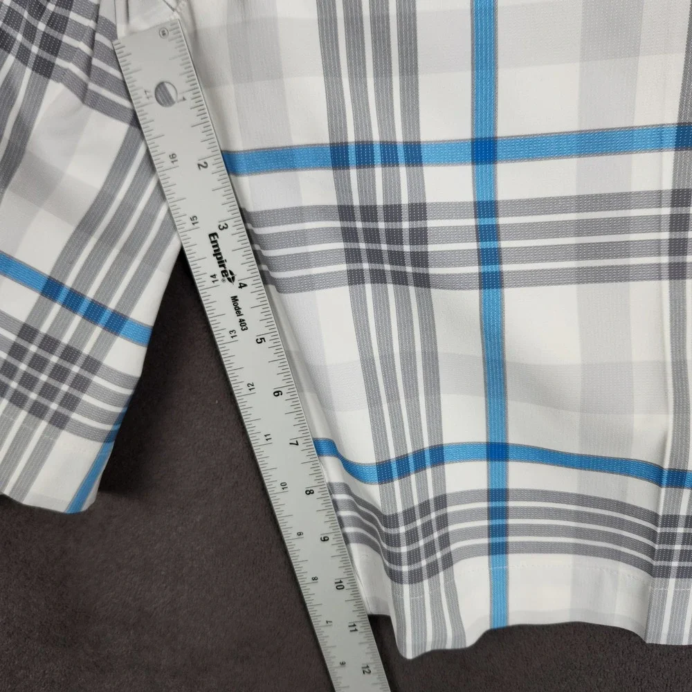 Nike Golf Shorts Mens 40 White Blue Plaid Dri-FIT Tour Performance 483588-100